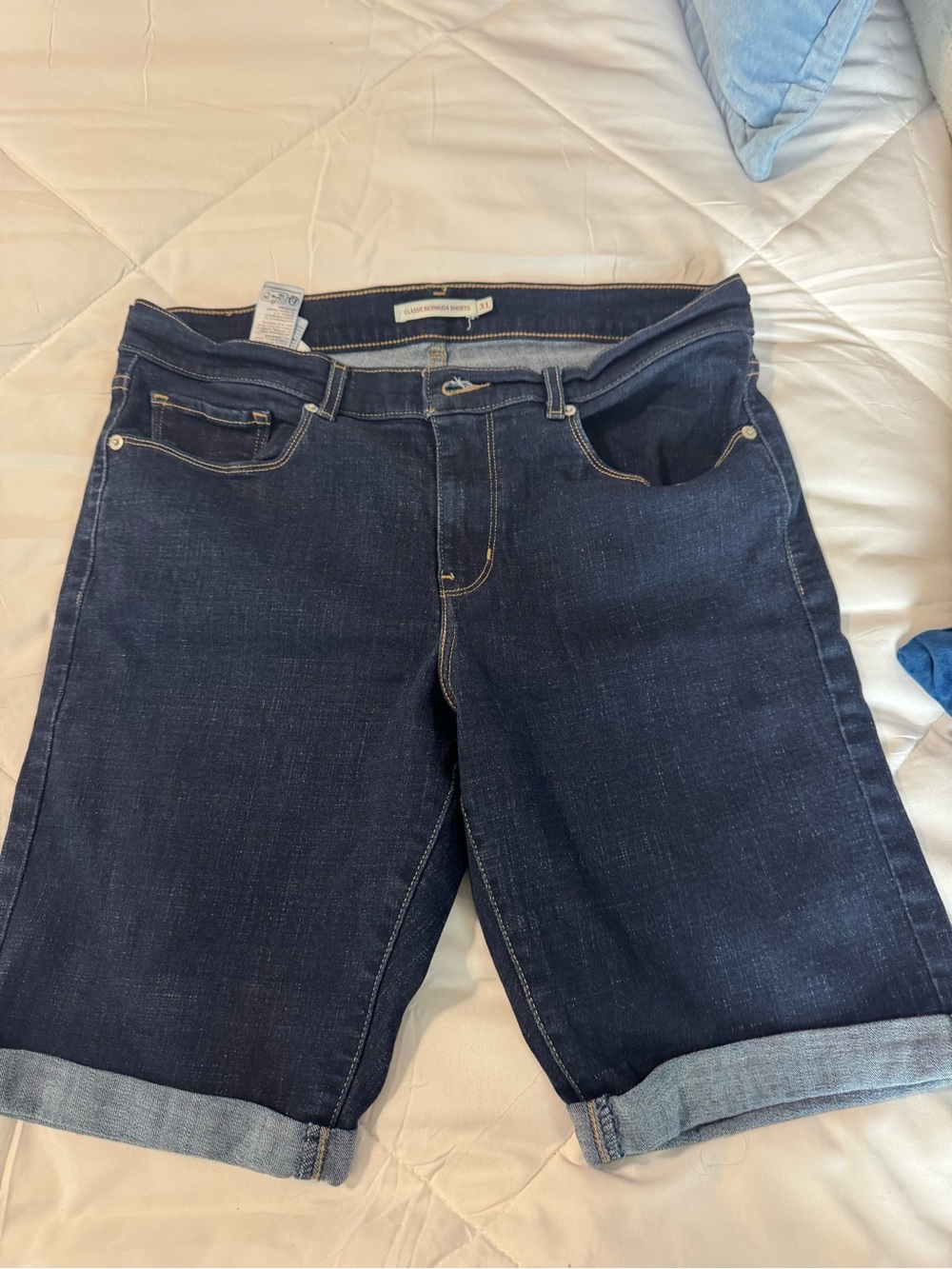 Women’s Dark Levis Blue Denim Bermuda Shorts